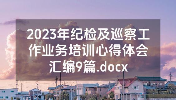 2023年纪检及巡察工作业务培训心得体会汇编9篇.docx