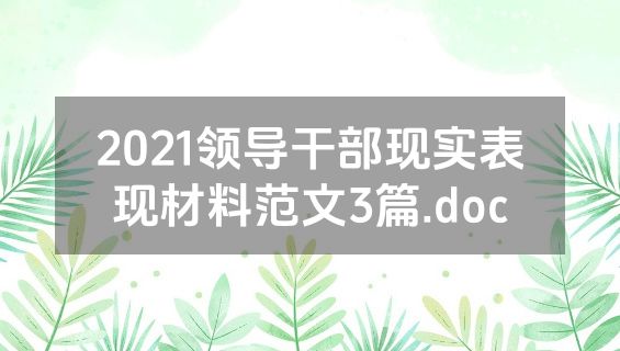 2021领导干部现实表现材料范文3篇.doc