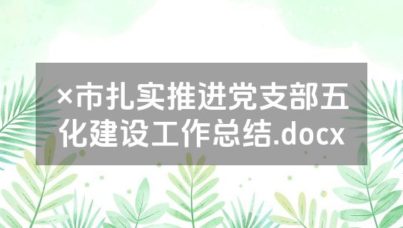 ×市扎实推进党支部五化建设工作总结.docx