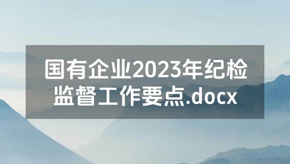 国有企业2023年纪检监督工作要点.docx