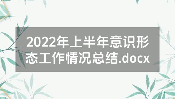 2022年上半年意识形态工作情况总结.docx