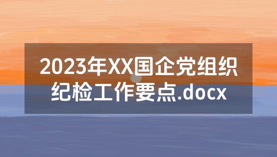 2023年XX国企党组织纪检工作要点.docx