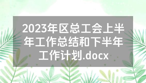 2023年区总工会上半年工作总结和下半年工作计划.docx