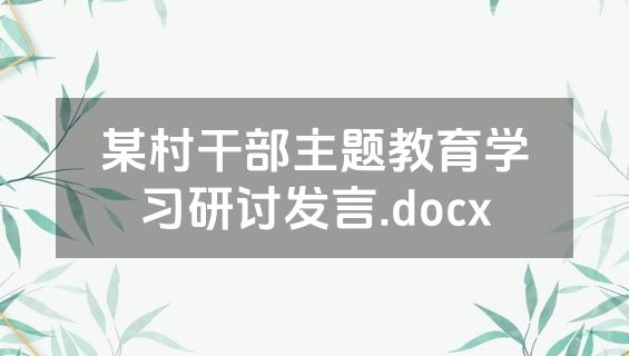 某村干部主题教育学习研讨发言.docx