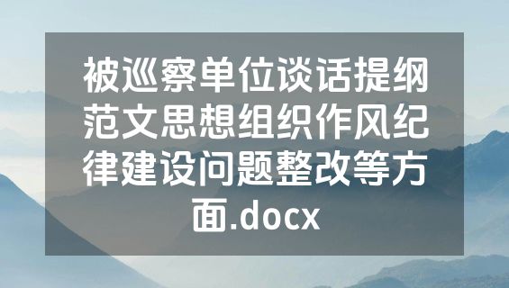 被巡察单位谈话提纲范文思想组织作风纪律建设问题整改等方面.docx