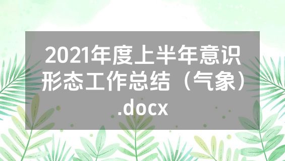 2021年度上半年意识形态工作总结（气象）.docx