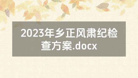 2023年乡正风肃纪检查方案.docx