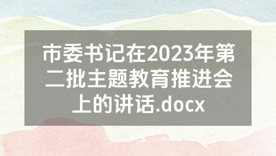 市委书记在2023年第二批主题教育推进会上的讲话.docx