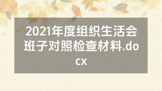 2021年度组织生活会班子对照检查材料.docx