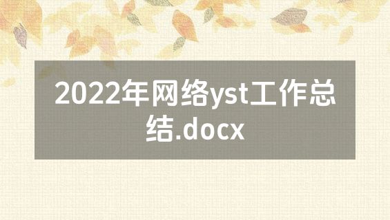 2022年网络yst工作总结.docx