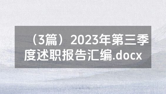 （3篇）2023年第三季度述职报告汇编.docx