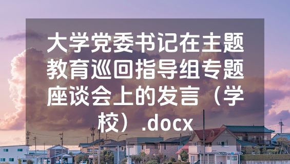 大学党委书记在主题教育巡回指导组专题座谈会上的发言（学校）.docx