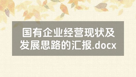 国有企业经营现状及发展思路的汇报.docx