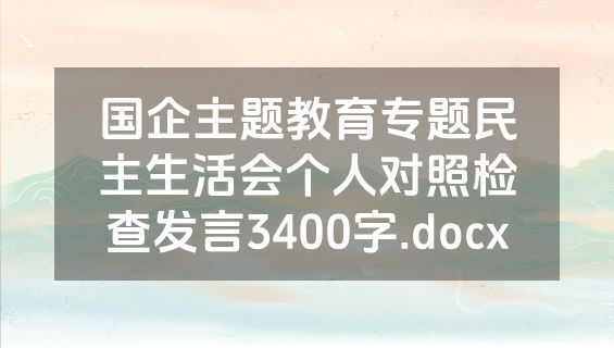 国企主题教育专题民主生活会个人对照检查发言3400字.docx