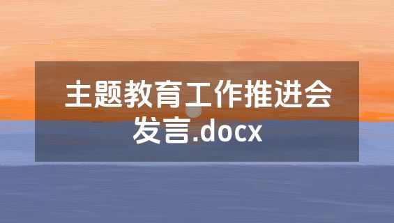 主题教育工作推进会发言.docx