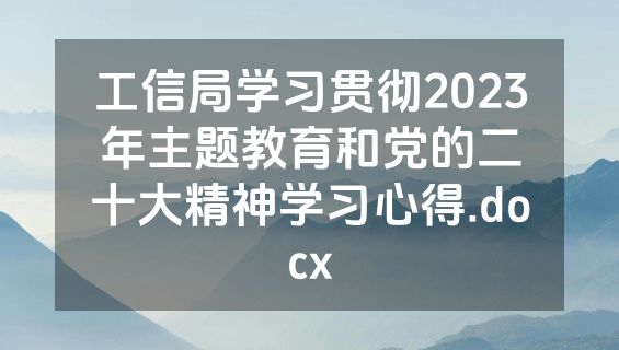 工信局学习贯彻2023年主题教育和党的二十大精神学习心得.docx