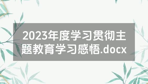 2023年度学习贯彻主题教育学习感悟.docx