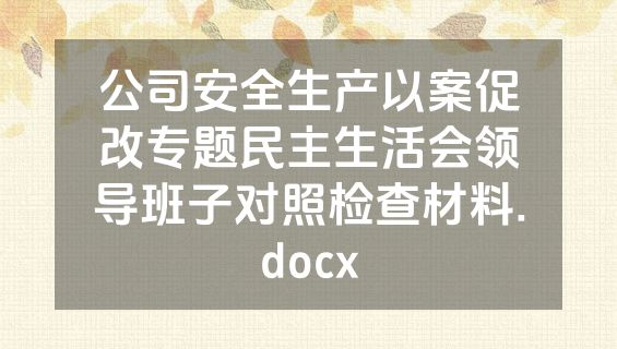 公司安全生产以案促改专题民主生活会领导班子对照检查材料.docx