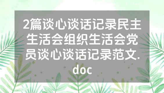 2篇谈心谈话记录民主生活会组织生活会党员谈心谈话记录范文.doc