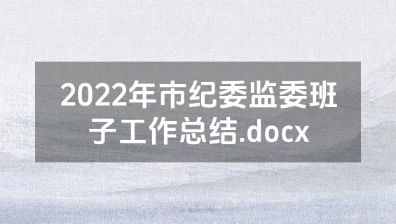 2022年市纪委监委班子工作总结.docx