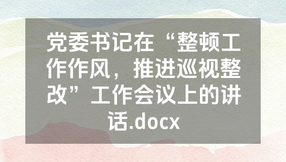 党委书记在“整顿工作作风，推进巡视整改”工作会议上的讲话.docx