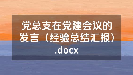 党总支在党建会议的发言（经验总结汇报）.docx
