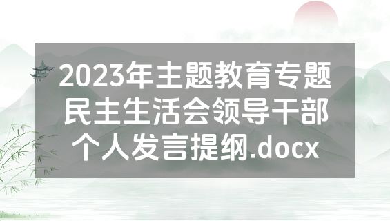 2023年主题教育专题民主生活会领导干部个人发言提纲.docx