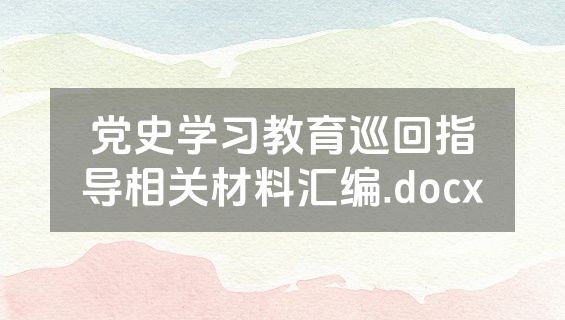 党史学习教育巡回指导相关材料汇编.docx