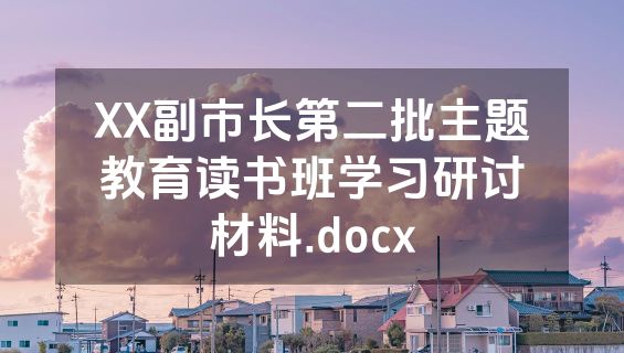 XX副市长第二批主题教育读书班学习研讨材料.docx