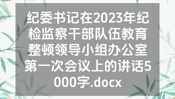 纪委书记在2023年纪检监察干部队伍教育整顿领导小组办公室第一次会议上的讲话5000字.docx