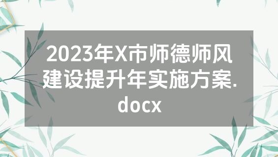2023年X市师德师风建设提升年实施方案.docx