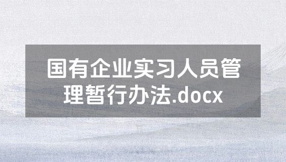 国有企业实习人员管理暂行办法.docx