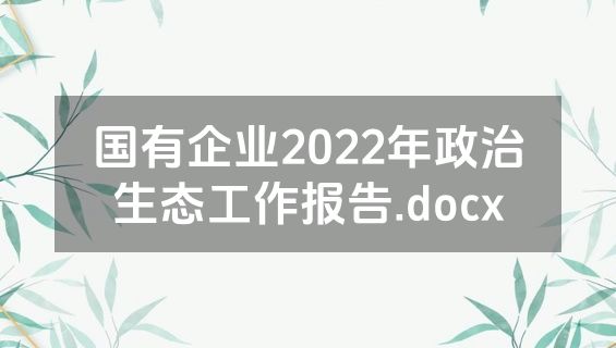 国有企业2022年政治生态工作报告.docx