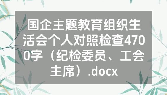 国企主题教育组织生活会个人对照检查4700字（纪检委员、工会主席）.docx