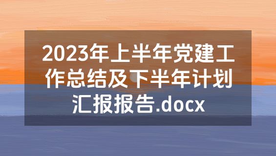 2023年上半年党建工作总结及下半年计划汇报报告.docx