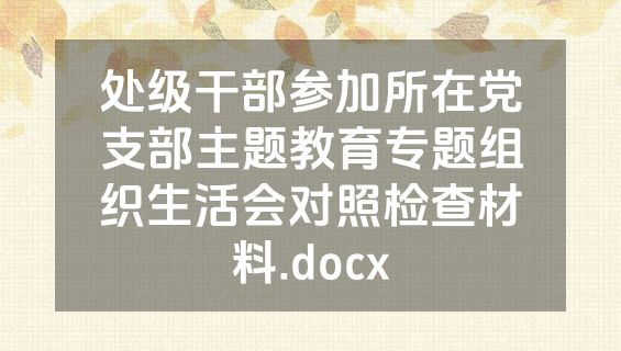 处级干部参加所在党支部主题教育专题组织生活会对照检查材料.docx