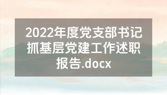 2022年度党支部书记抓基层党建工作述职报告.docx
