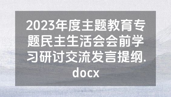 2023年度主题教育专题民主生活会会前学习研讨交流发言提纲.docx