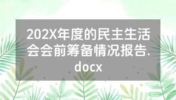 202X年度的民主生活会会前筹备情况报告.docx