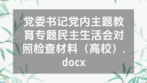 党委书记党内主题教育专题民主生活会对照检查材料（高校）.docx