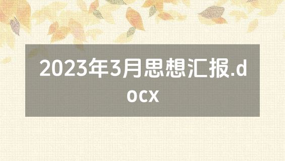 2023年3月思想汇报.docx