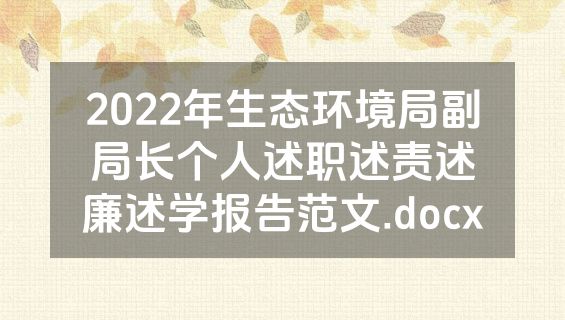 2022年生态环境局副局长个人述职述责述廉述学报告范文.docx