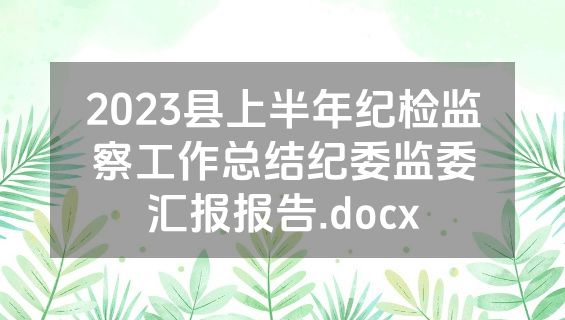 2023县上半年纪检监察工作总结纪委监委汇报报告.docx