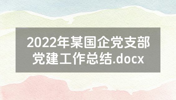 2022年某国企党支部党建工作总结.docx
