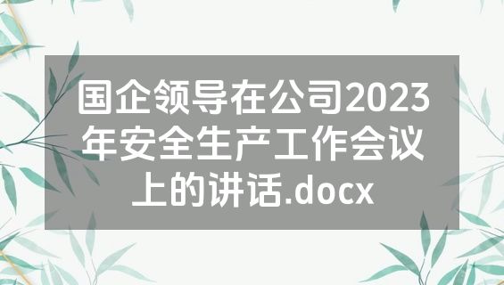 国企领导在公司2023年安全生产工作会议上的讲话.docx