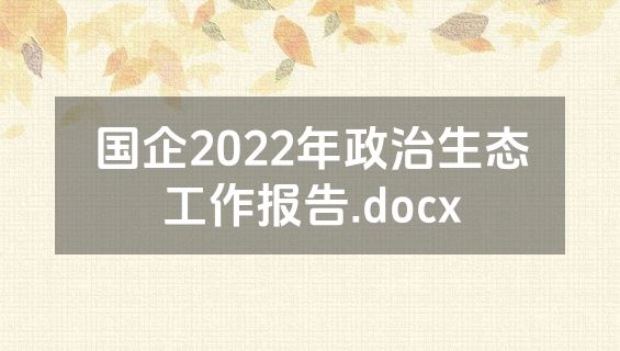 国企2022年政治生态工作报告.docx