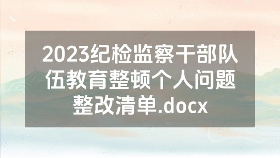 2023纪检监察干部队伍教育整顿个人问题整改清单.docx