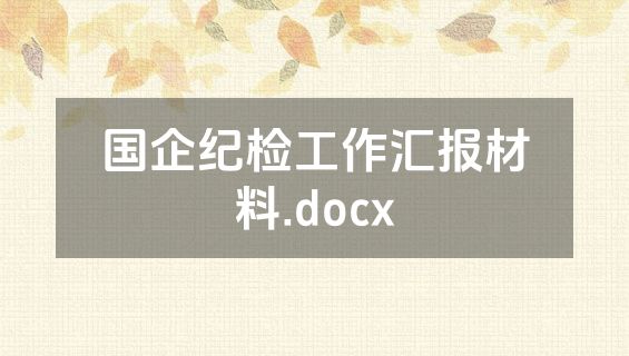 国企纪检工作汇报材料.docx