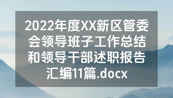 2022年度XX新区管委会领导班子工作总结和领导干部述职报告汇编11篇.docx