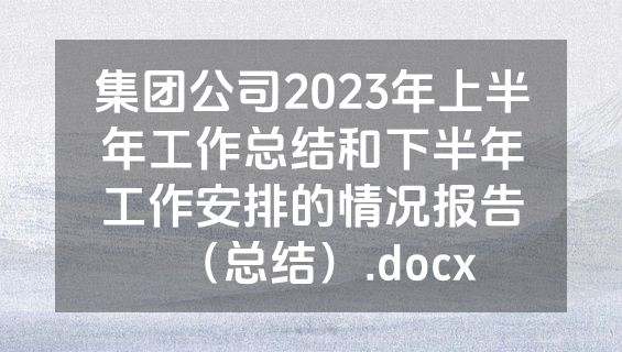 集团公司2023年上半年工作总结和下半年工作安排的情况报告（总结）.docx